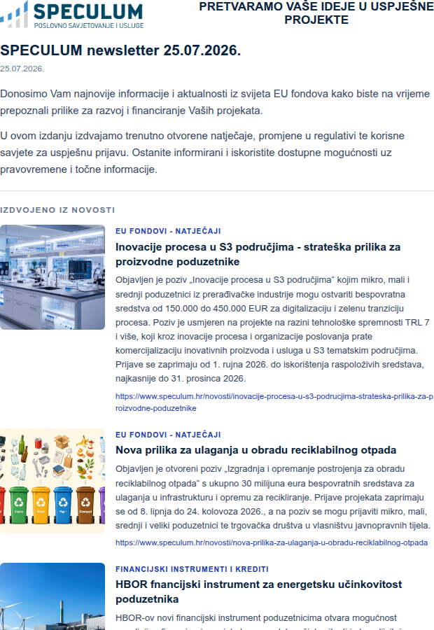 SPECULUM newsletter 25.07.2026.