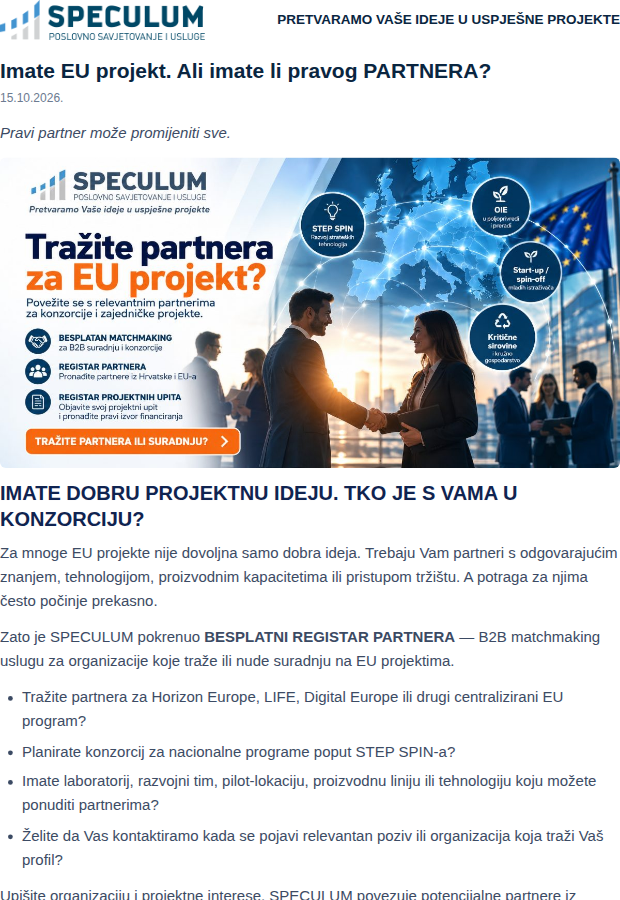 SPECULUM newsletter 15.10.2026.