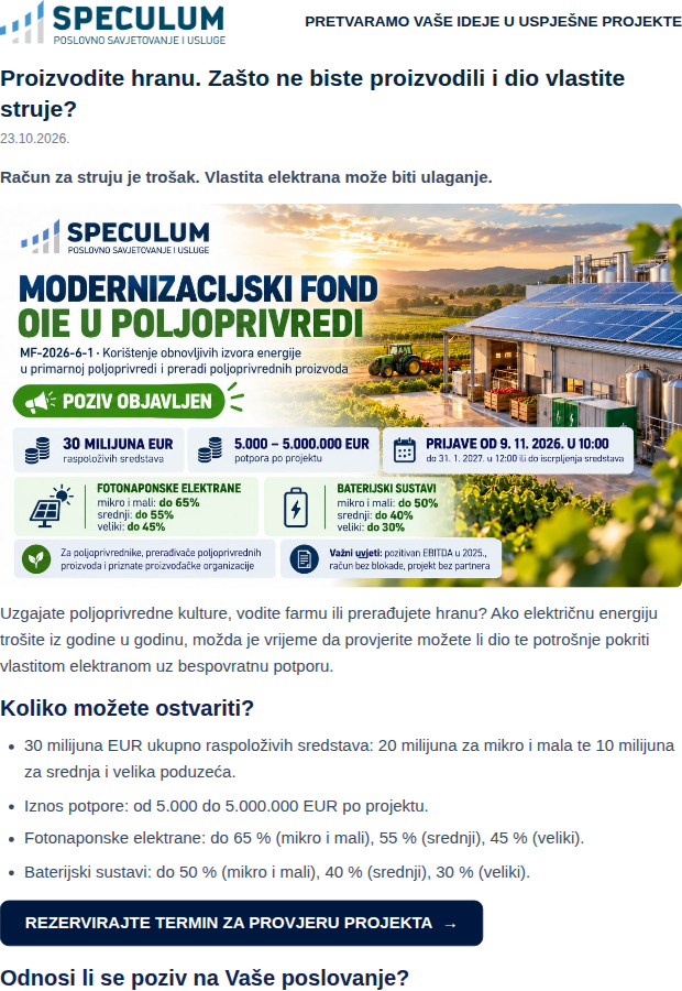 SPECULUM newsletter 23.10.2026.